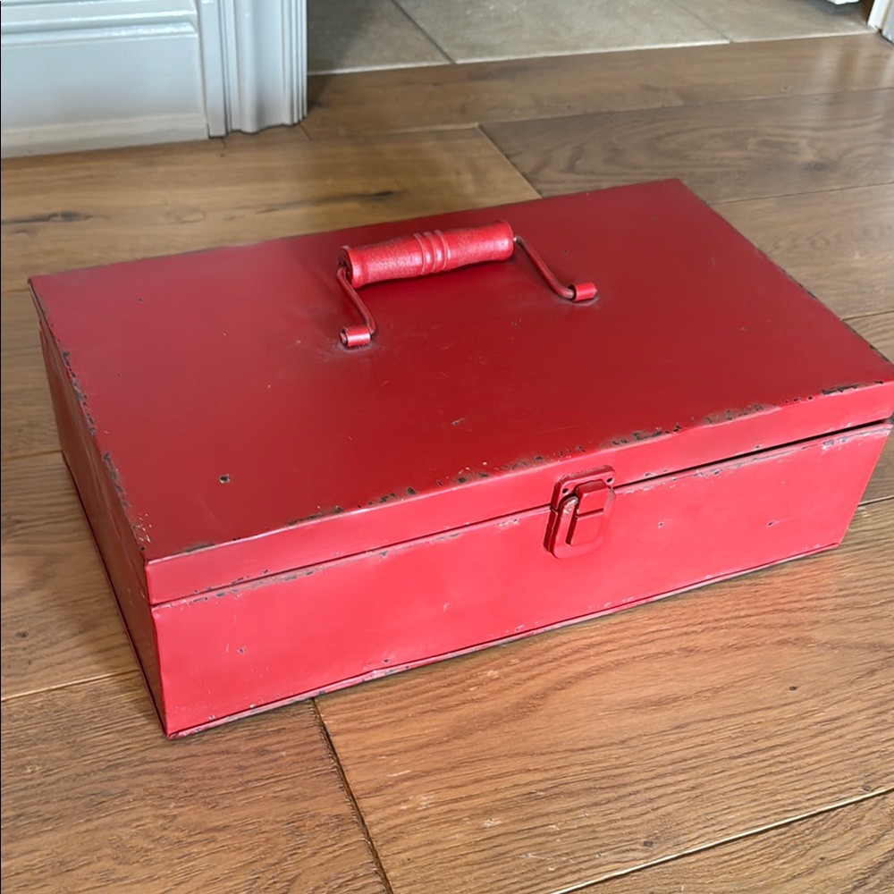Vintage Red Metal Box Lightweight